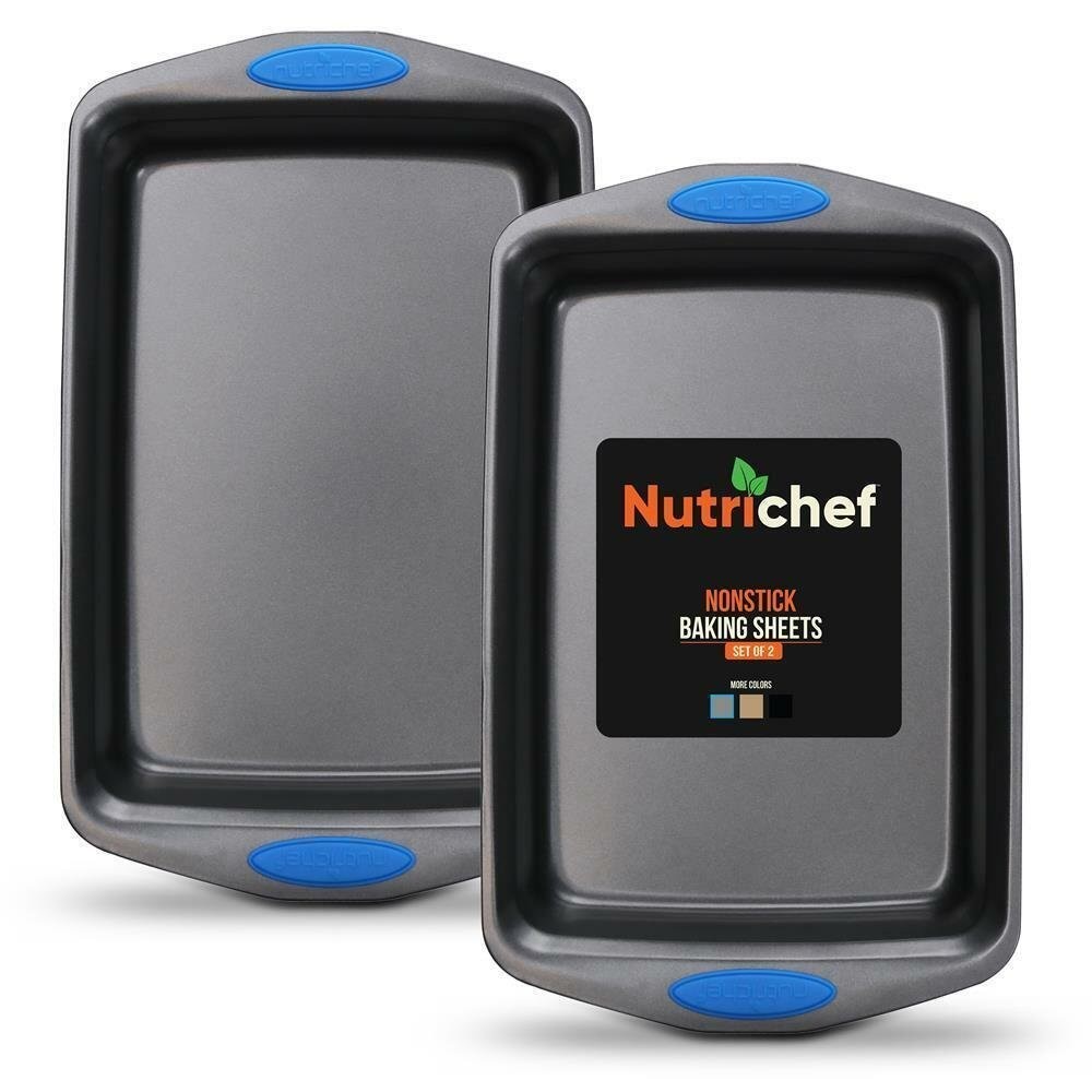 Nutrichef Kitchen Oven Baking Pans Deluxe Nonstick Gray Coating (pair)