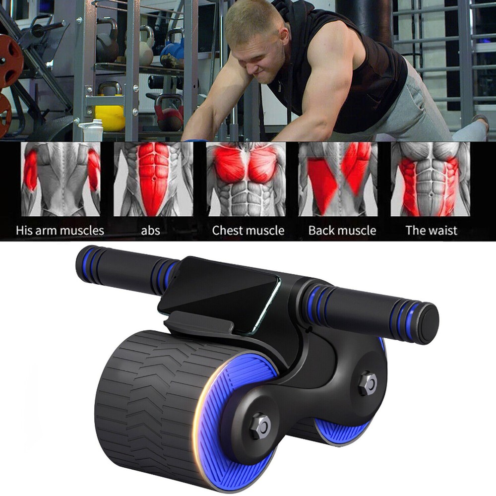 Double Wheel Abdominal Exerciser Women Men Automatic Rebound Ab Wheel Roller Gym