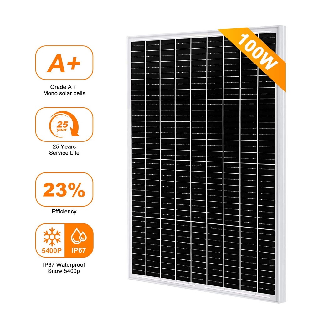 100W 12V Solar Panel High Efficiency Monocrystalline PV Module for Home Camping