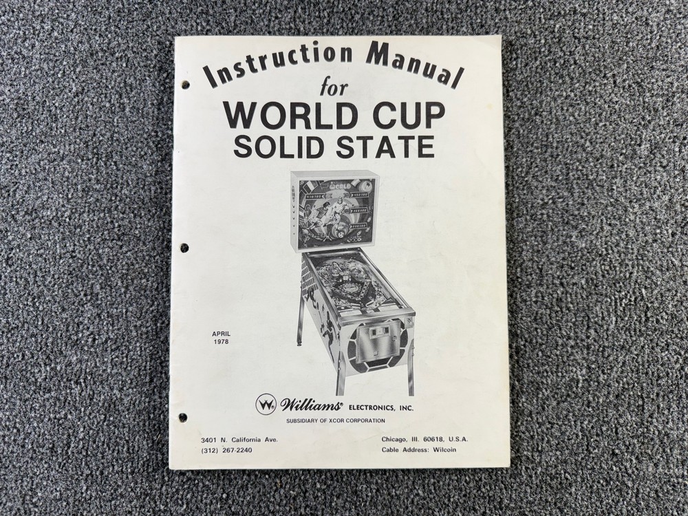 Williams World Cup Pinball Machine Game Manual Schematics Packet Lot ORIGINAL