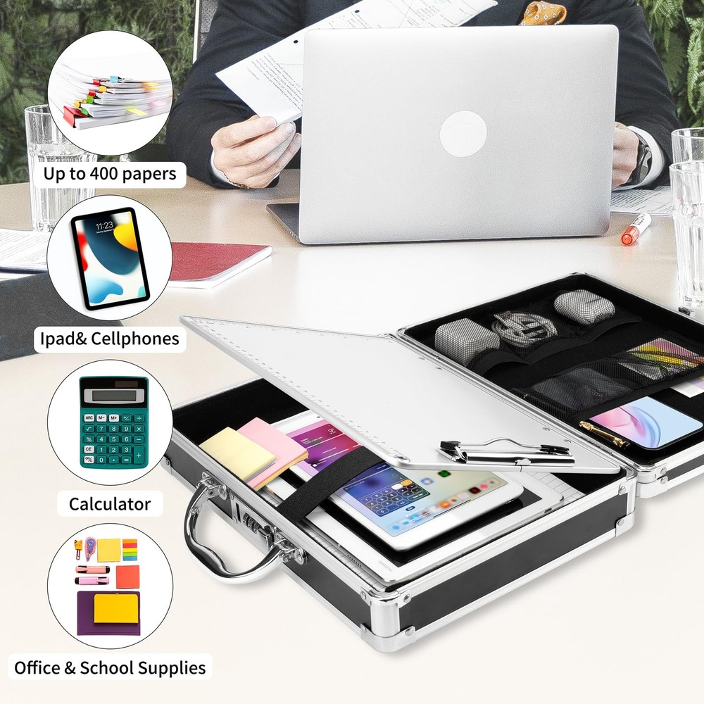 Clipboard with Storage Combination Lock Briefcase Clipboards Heavy Duty Box M...