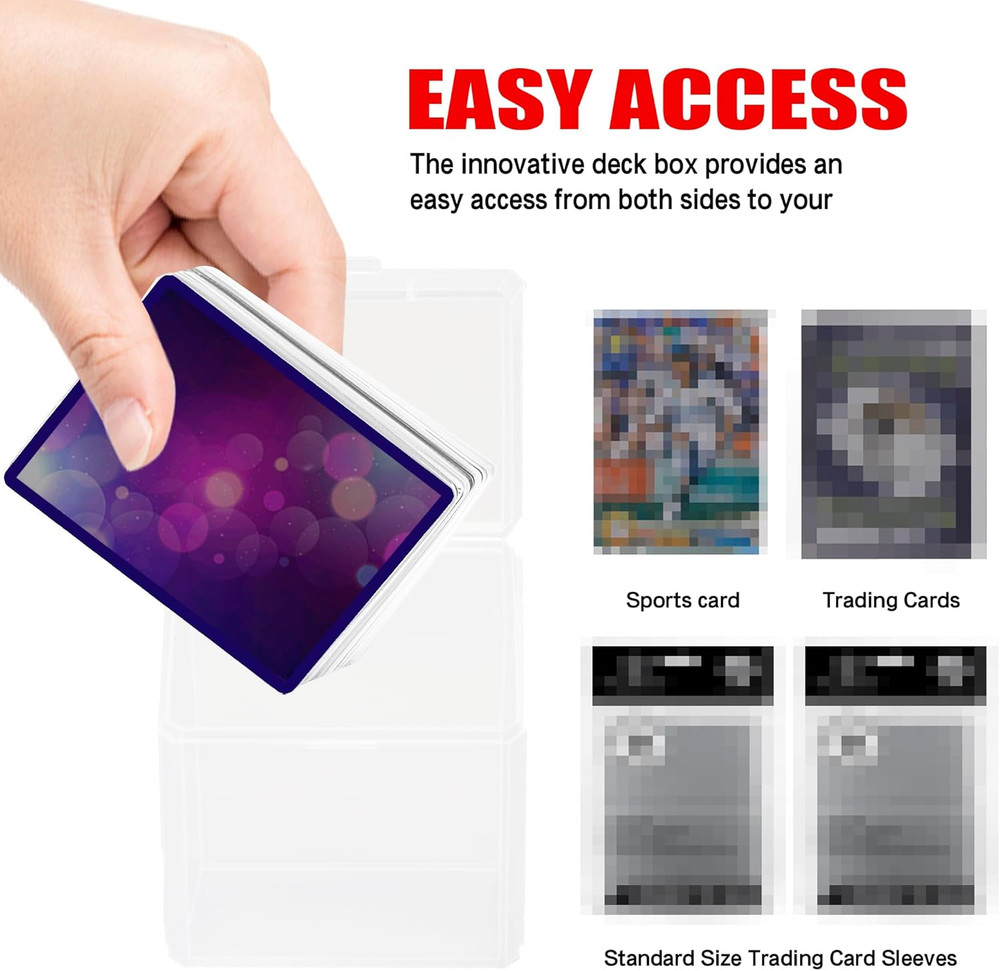 9 Pack Card Deck Boxes for 200+ Standard Size Card Storage Box, Clear Commander