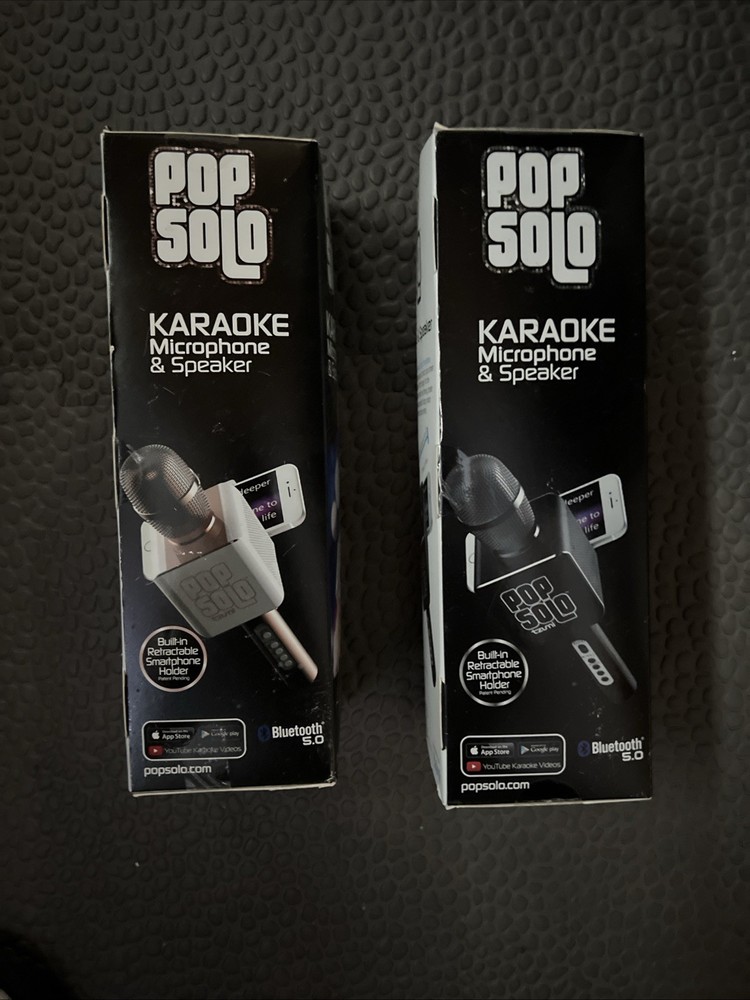 Pop Solo Bluetooth Karaoke Microphone Black And White