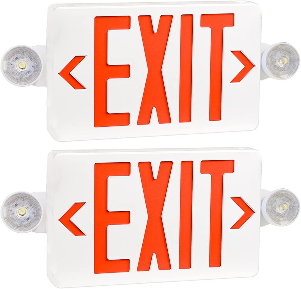 2Pack Red LED Exit Sign,UL-Listed Emergency Light -Dual Lamp ABS Fire Resistance