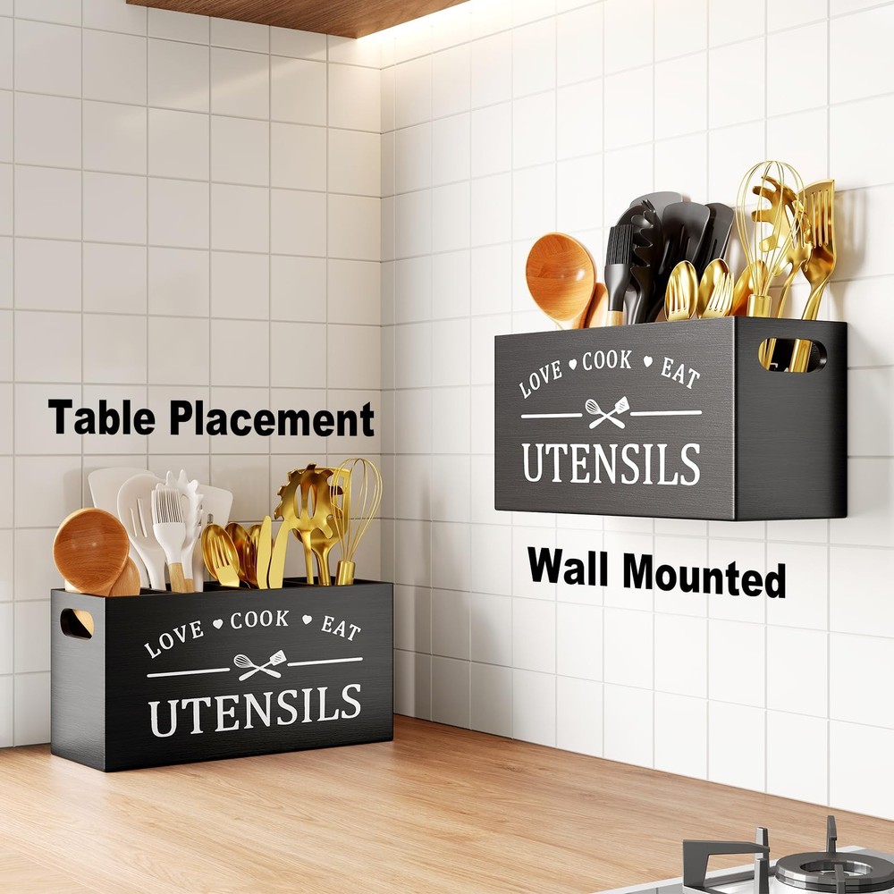 Premium Bamboo Silverware Organizer for Flatware Knives- Expandable Kitchen