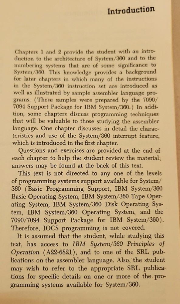 A Programmer's Intro IBM System/360 Architecture Instructions Assembler Language