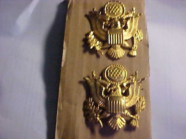 2 US MILITARY ARMY OFFICERS HAT EMBLEMS