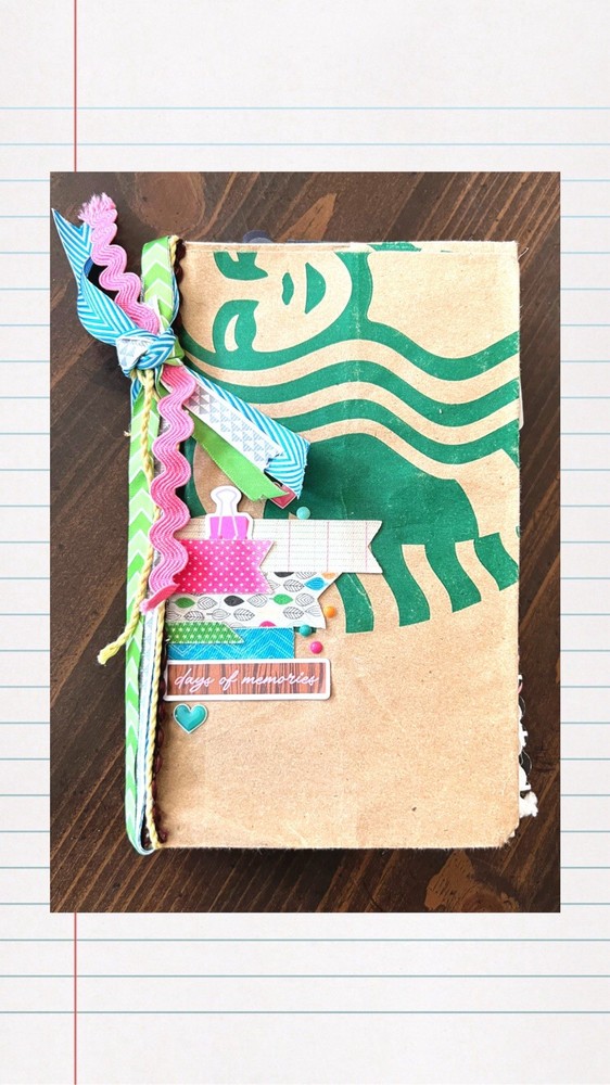 Handmade Starbucks Junk Journal Paper Bag Scrapbook