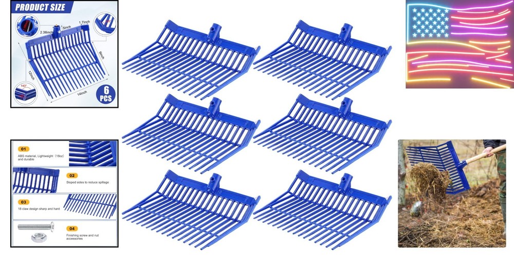 6 Pcs Manure Fork Head Bulk 18 Tines Pitch Fork Replacement Head with Screws ...