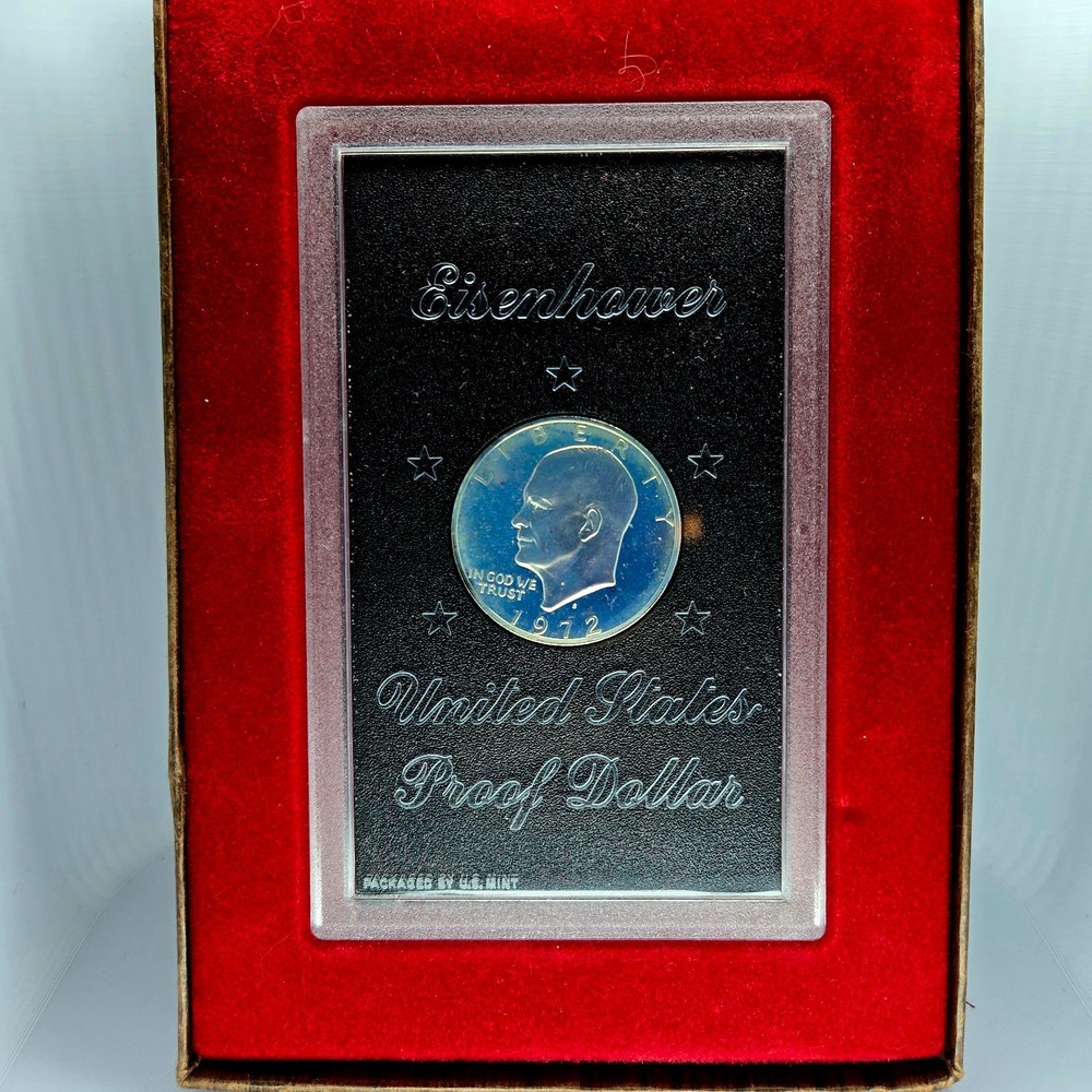 1972-S Eisenhower Proof Silver Dollar Brown Box 40% Silver US Mint Ike