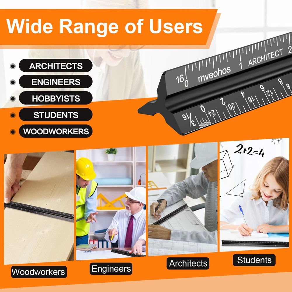 12 Aluminum Architect Scale Ruler - Precision Measurement Tool for Engineers