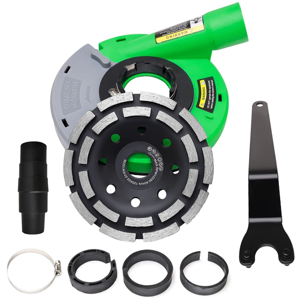 Universal Dust Shroud for 4.5" & 5" Angle Grinders + 5" Diamond Grinding Wheel -