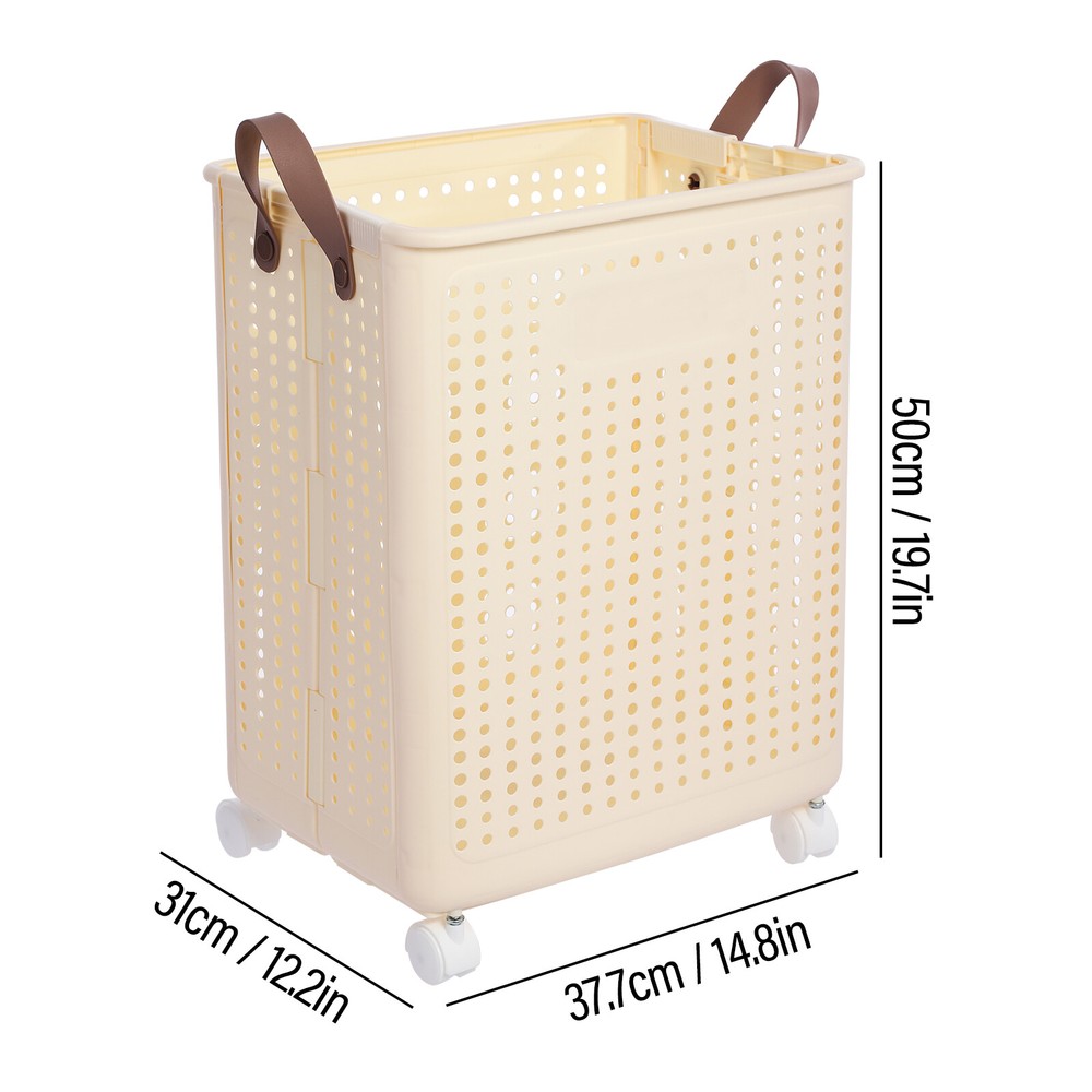 66lbs Collapsible Laundry Hamper Foldable Rolling Laundry Basket With Wheels