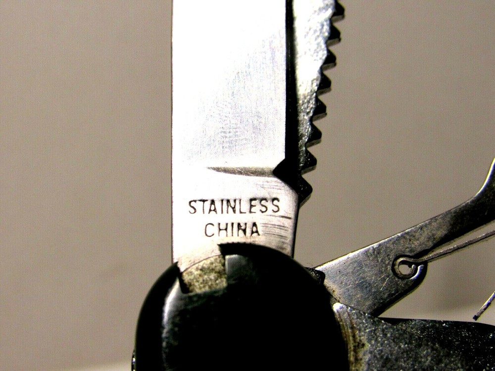 Folding Knife Multi Tool Stainless Steel Saw Corkscrew Scissors File Dk Green