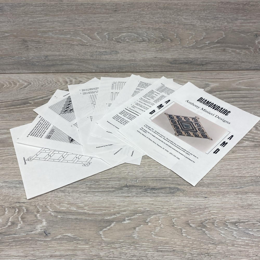 Tony Minieri Needlepoint Diamondaire Chart Pattern Guide ONLY Anthony AMD