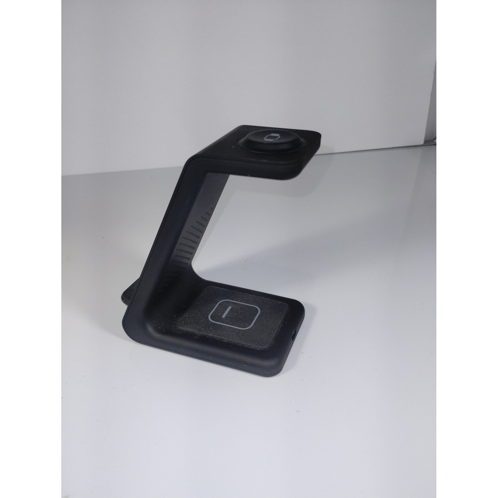 Wireless three point charging station black smart watch, phone, tablet