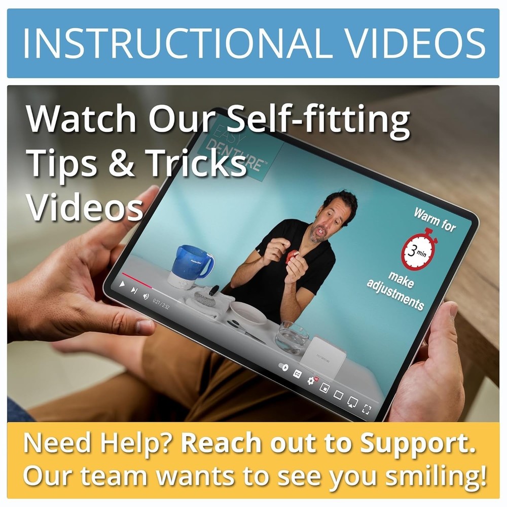 Comfort Adjustable Denture, Medium/Large, for Easy Home Fitting & Natural Look