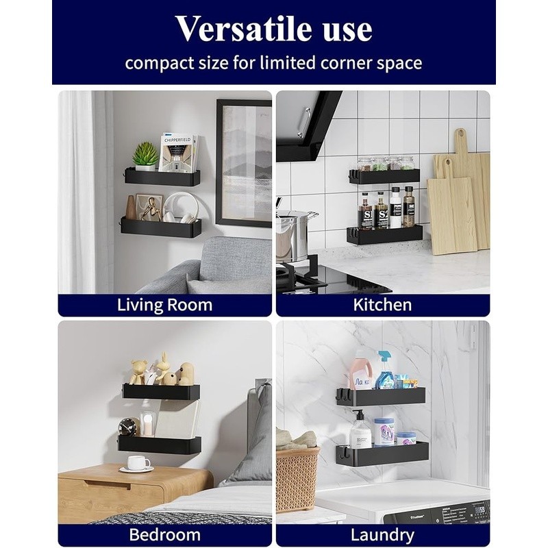 Rustproof Shower Caddy Wall Mount Organizer Quick Drainage Adhesive Installation