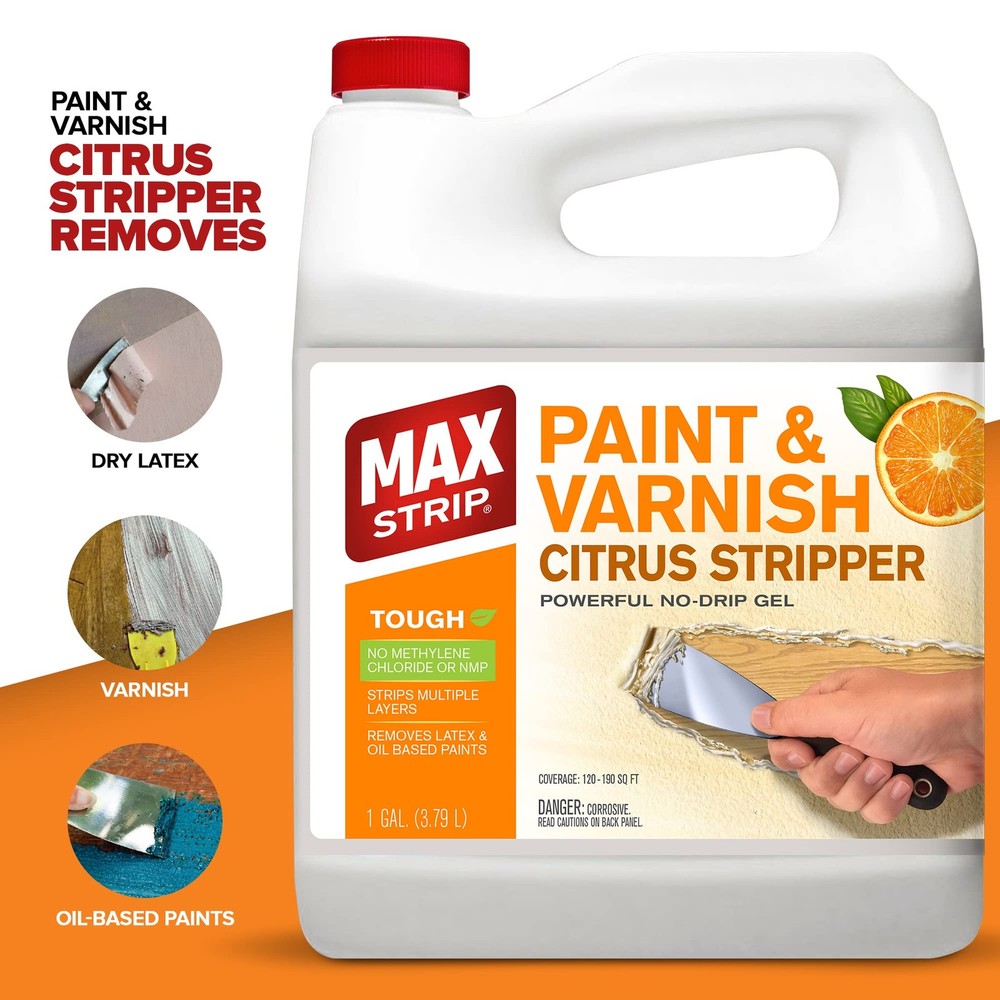 Max Strip Paint & Varnish Citrus Stripper - 1 Gallon, Multi-Layer Removal