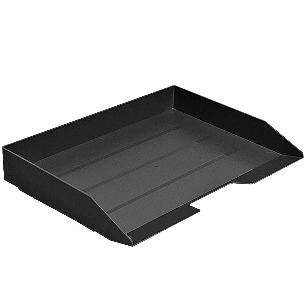 Stackable Letter Tray Single Side Load, Plastic, Desktop File Organizer (Blac...