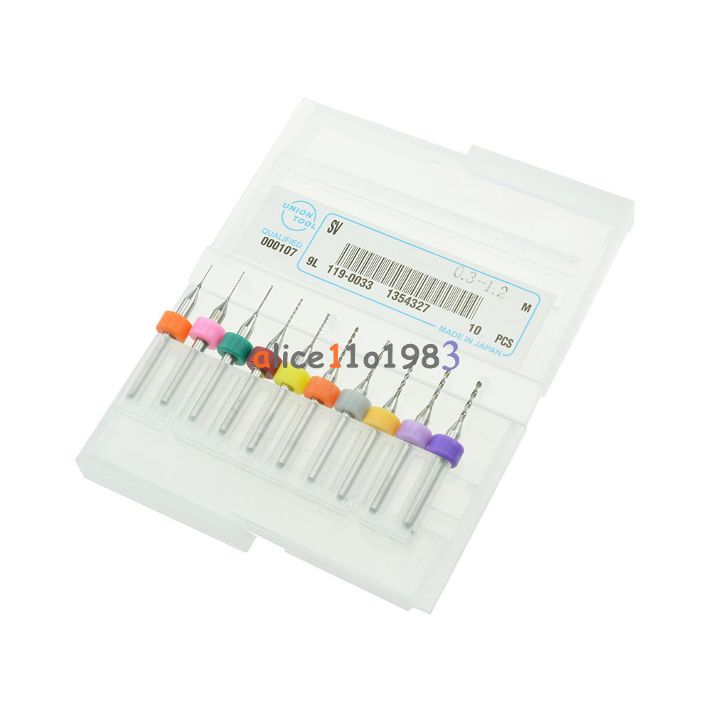 10Pcs PCB Print Circuit Board Carbide Micro Drill Bits Tool 0.3mm to 1.2 mm