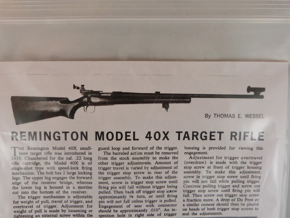 REMINGTON MODEL 40X TARGET RIFLE BREAK DOWN INSTRUCTION KIT