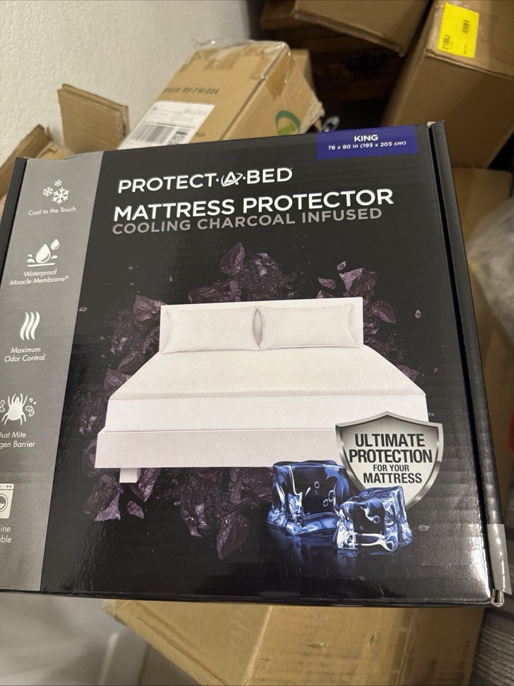 Protect -A -Bed Mattress Protector - Cooling Charcoal Infused King - White