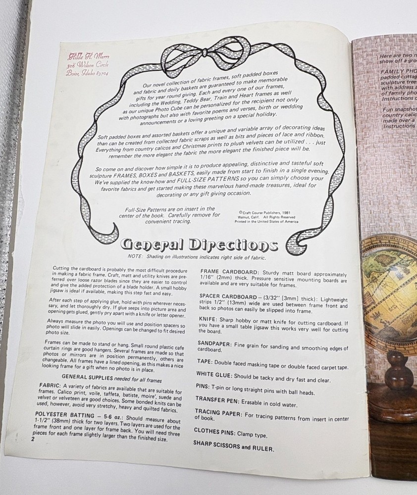 Soft Sculpture Frames Boxes & Baskets Vintage Craft Booklet with Patterns 1981