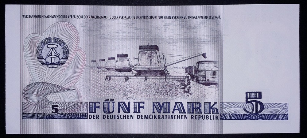 Germany"Democratic" 5 mark banknote,1975year,unc
