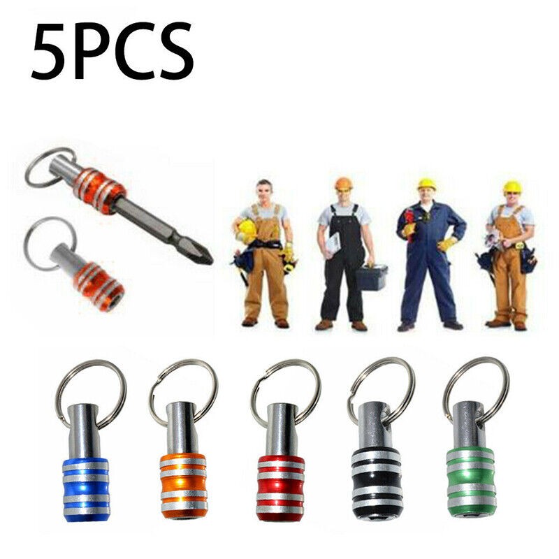 5 Pcs 1/4" Hex Shank Quick Release Key Chain Screwdriver Bit Holder Bits Set e