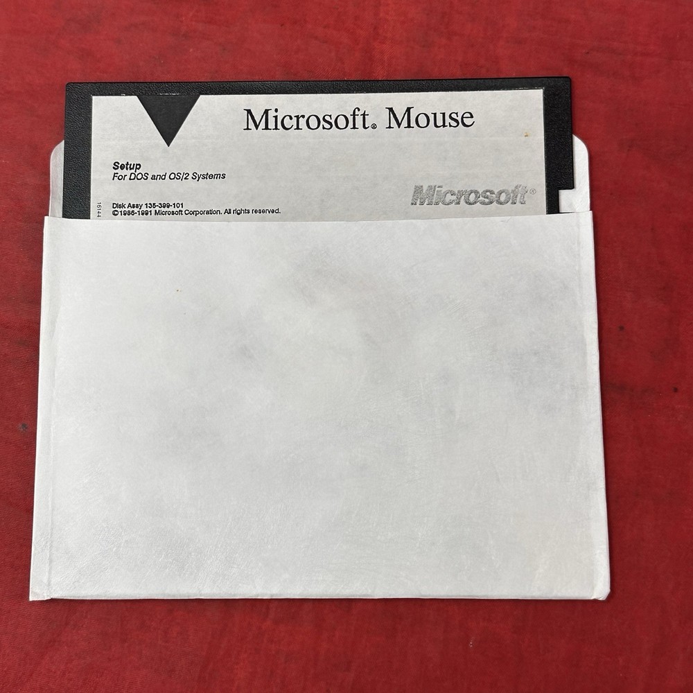 Microsoft Mouse for DOS & OS2 Systems 5.25" Disk 135-399-101 Vintage