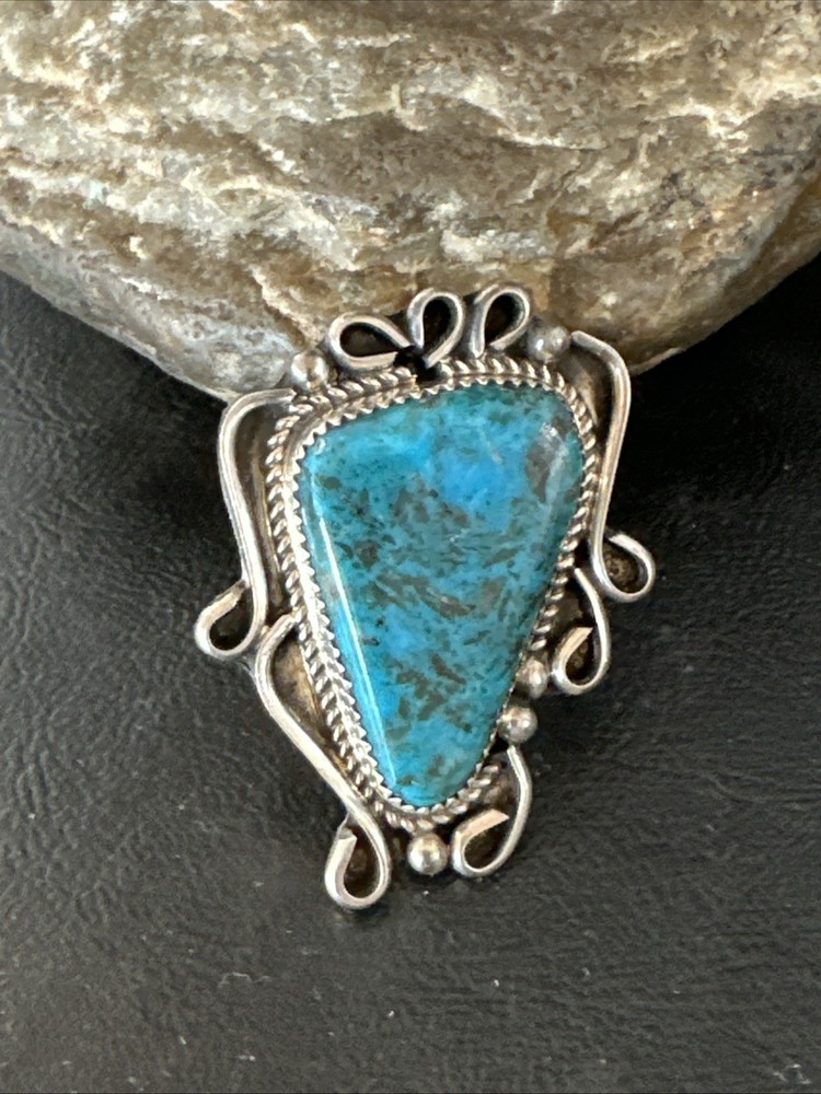 Blue Turquoise Navajo Sterling Silver Ring Size 7 19781