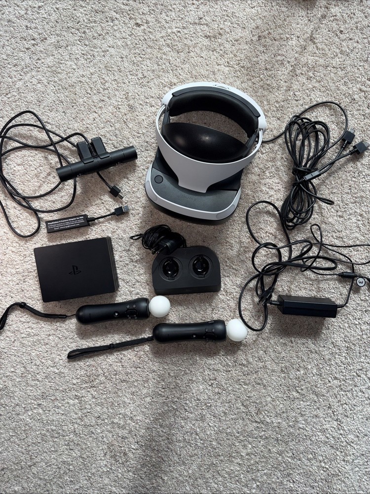 Sony PS4 PS5 VR Headset Bundle V2 CUH-ZVR2 2 Move Controllers Camera Untested