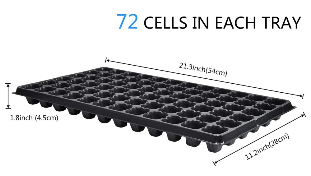 10-Pack Seed Starter Kit, 72-Cell Seedling Trays for Germination