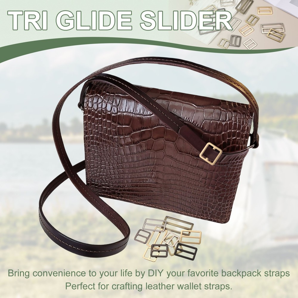 Slide Tri-Glide Buckle, 1"Metal Adjustable Slide Rectangle 6 Pcs & Silver