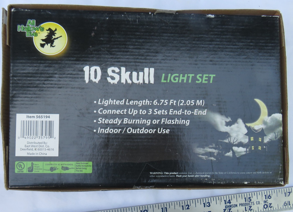 , preview full size image VTG SKELETON SKULL HALLOWEEN 10 STRING LIGHT SET BLOW