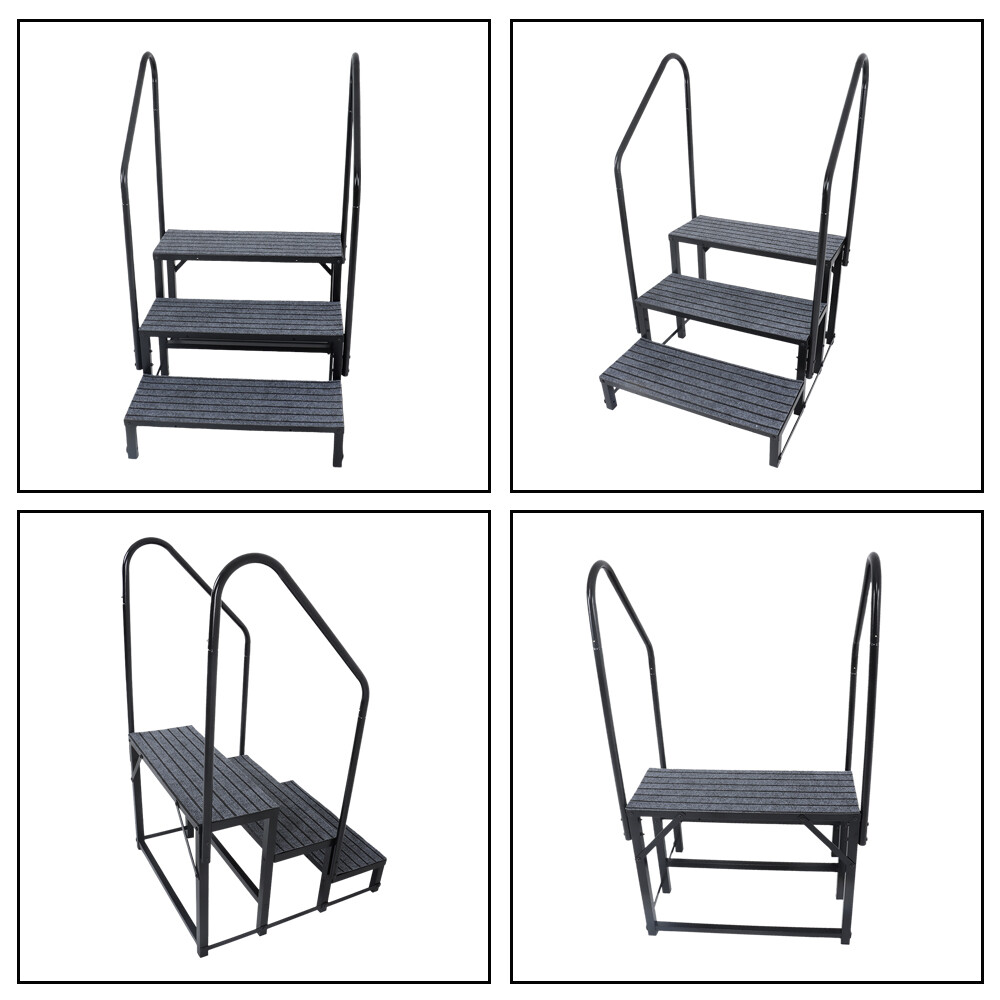 For 3 Step RV Steps with 2 Handrails w/Step Mat 660 lbs Load Capacity