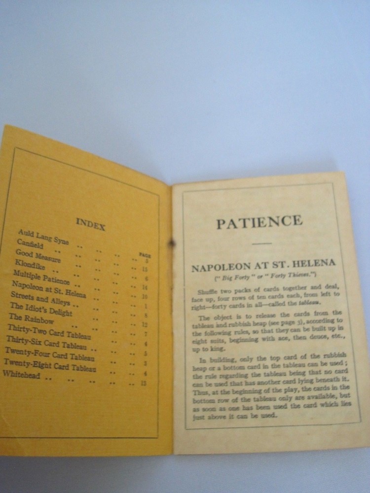 Patience Games Booklet 1925 4"x2.5"