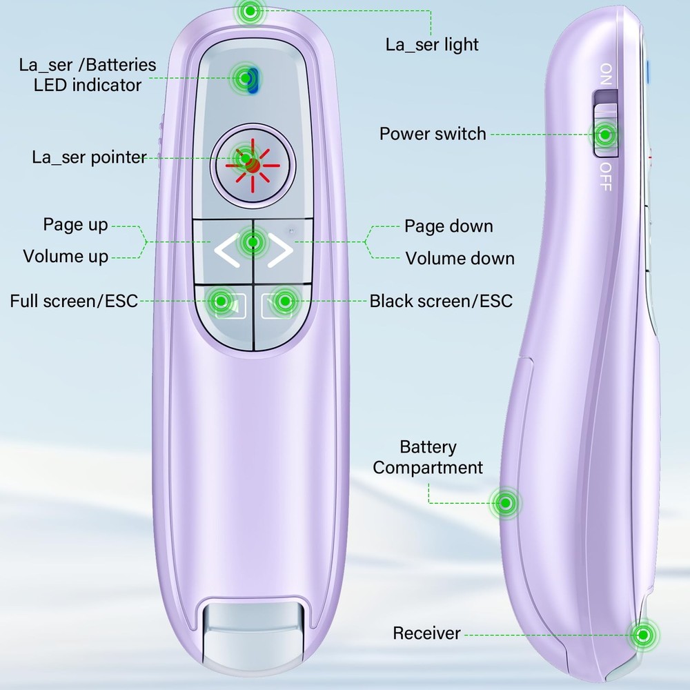 Presentation Clicker Wireless Presenter Remote Clicker, USB PowerPoint Clicke...