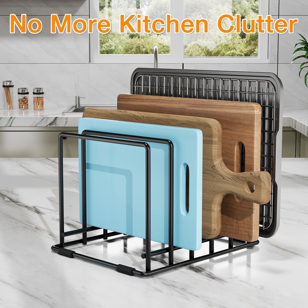 AKSONMN Baking Sheet Organizer Rack – 5-Slot Bakeware & Large, BLACK - 1 Pack