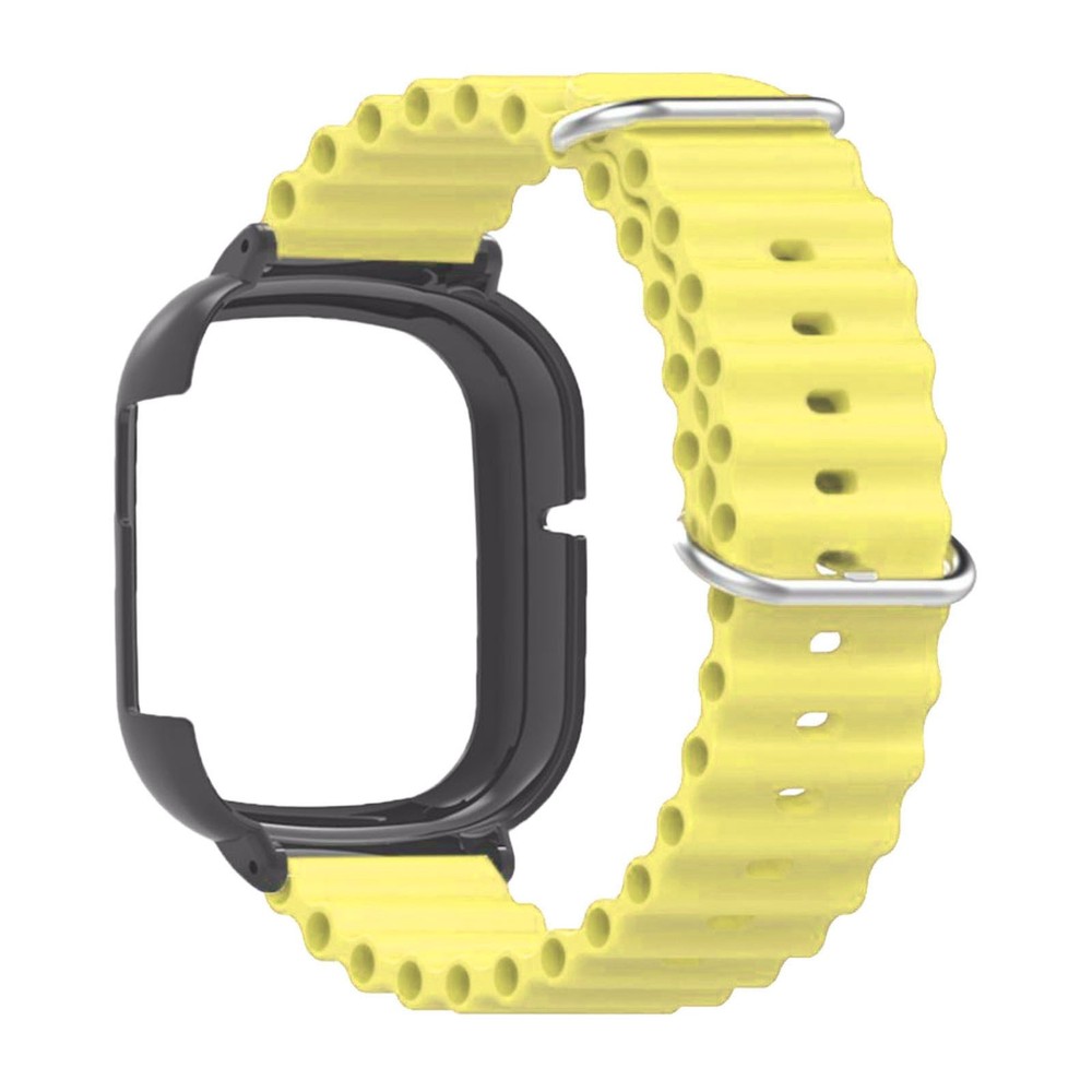 Silicone Watch Band With Case Replacement For Honor 4 Adjustable Strap (Yellow)