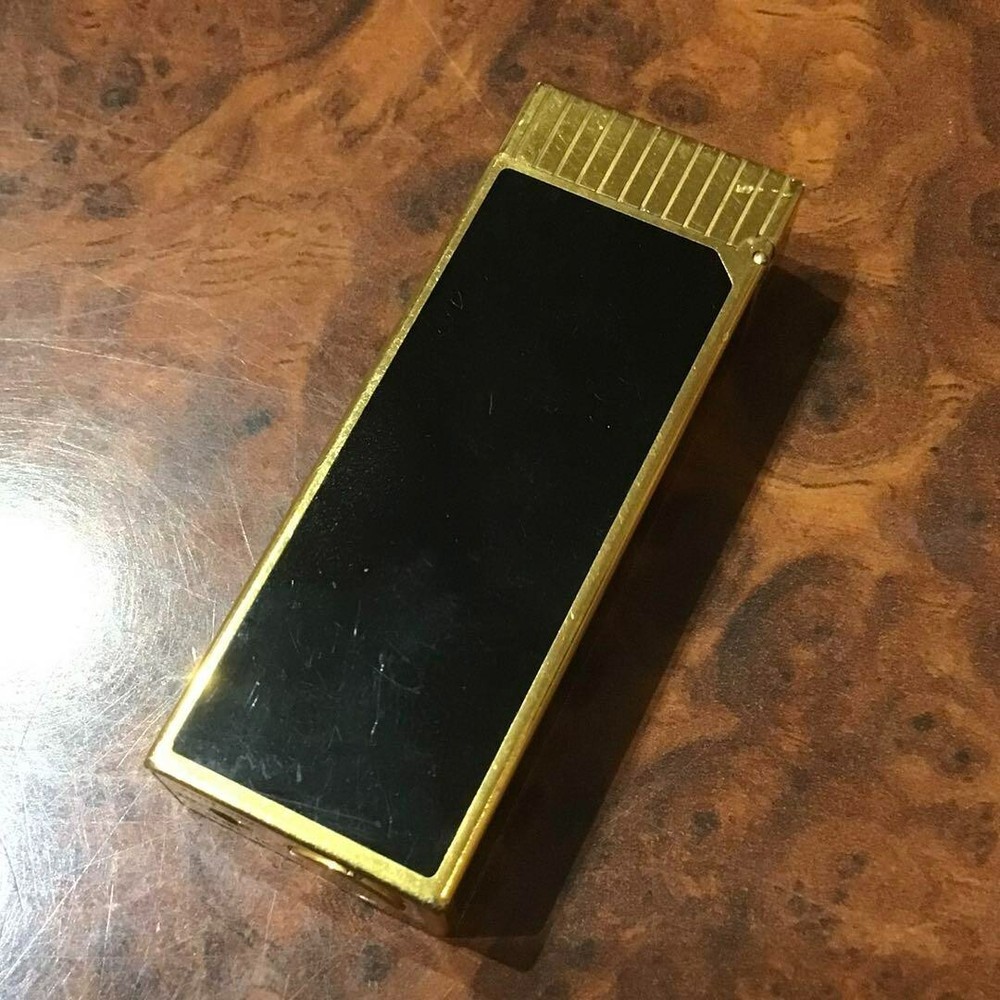 Working Dunhill Gas Lighter Black Lacquer Gold without box