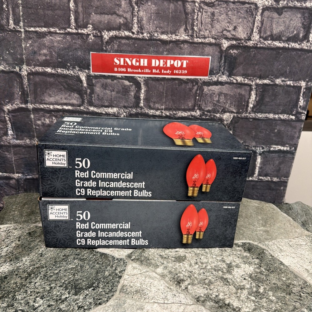 C9 RED Commercial Grade Incandescent Replacement Glass Bulbs String 50p (2pack)