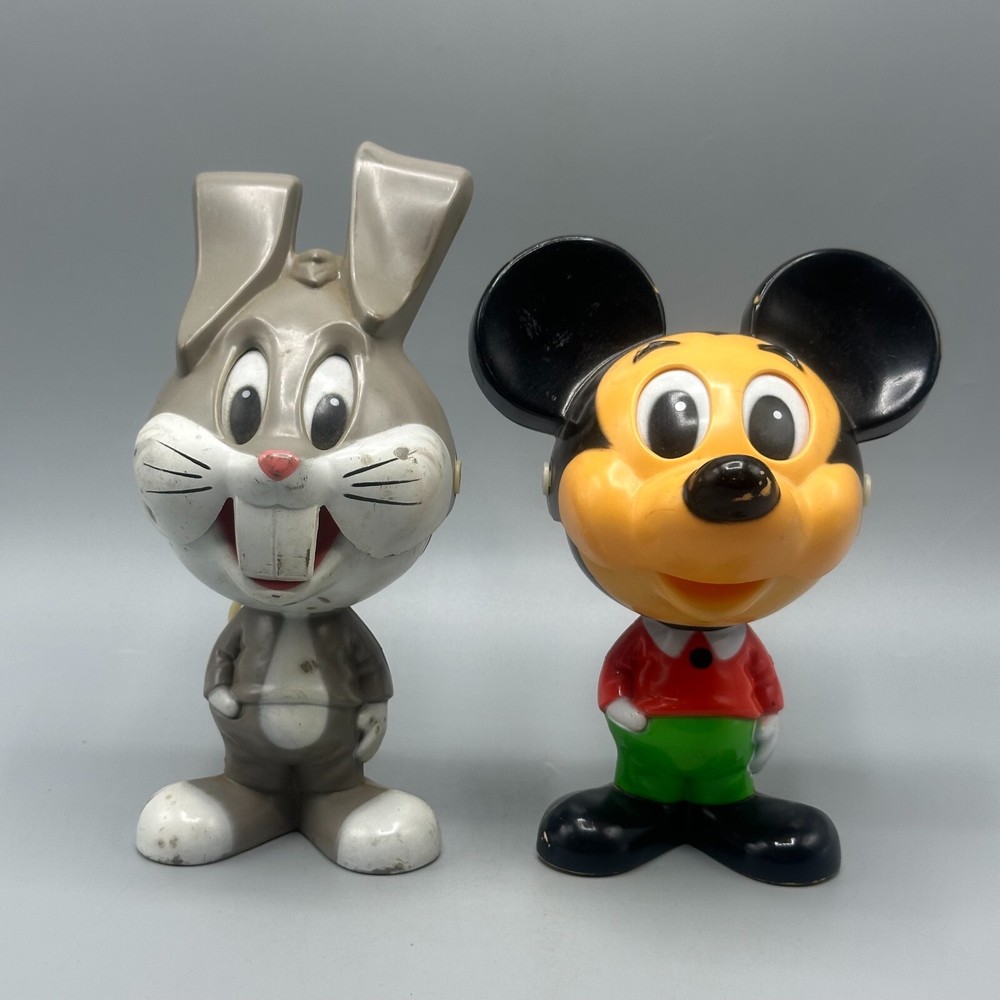 Vintage 1976 Mattel Mickey Mouse & Bugs Bunny Pull String Talking Toy Working