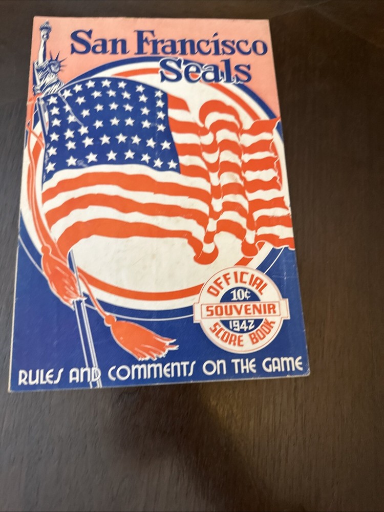1942 Program Sam Francisco Seals vs Hollywood Stars Scored
