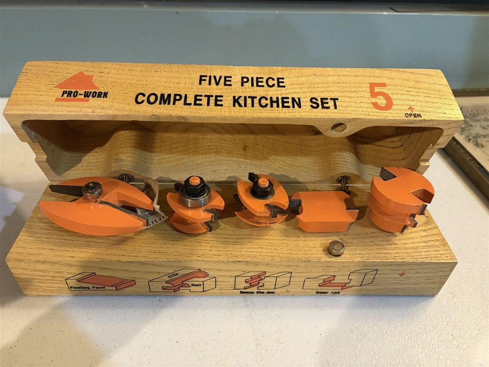 Pro-Work Five PIece Complete Kitchen Set, router set for cabinet making
