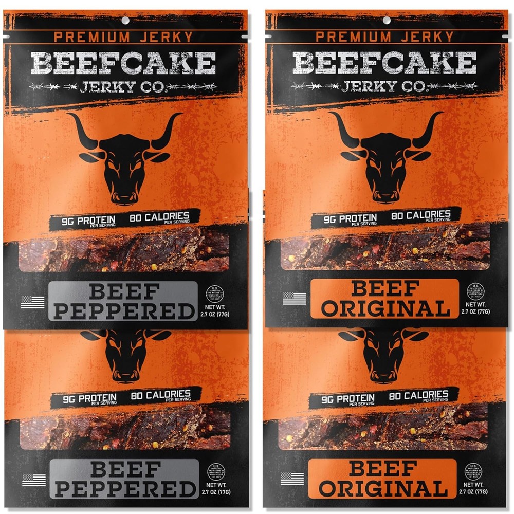 9g Protein Beef Jerky Variety Pack - 4ct Peppered & Original Snacks