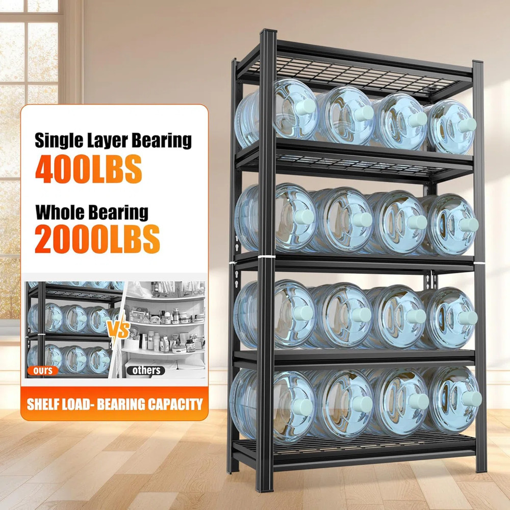 5-Layer Metal Storage Rack, Adjustable Height Storage Rack, 2000 Pound Load