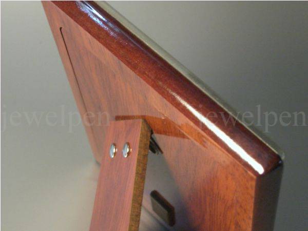Large Elegant Heart Photo Frame Solid 925 STERLING SILVER Mahogany Back(V2)