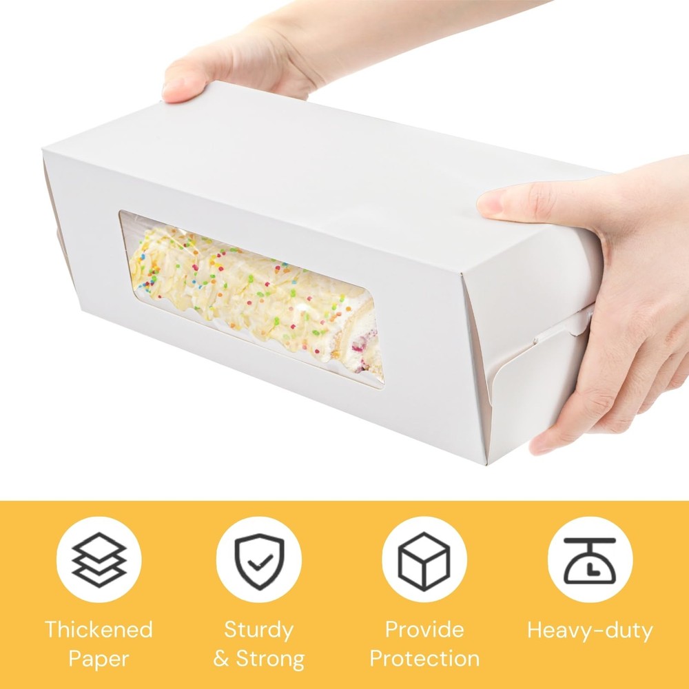 30 Pack Roll Cake Boxes 10.8''X4.4''X4'' Pumpkin Container with Window
